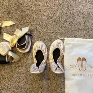 3 pairs of Rescue flats with shoe bag